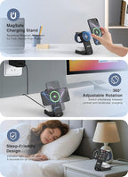 3-in-1 Charging Station for Apple MagSafe Charger, Foldable Wireless Charging - Image 7