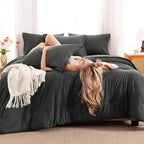 CozyLux Oversized Queen Comforter Set Dark Grey, 7 Pieces Bed in a Bag - Image 4