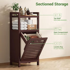 Homykic Tilt Out Laundry Hamper Cabinet, 10 Gal Bamboo Laundry Cabinet - Image 6