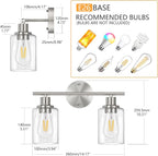 FOLKSMATE Bathroom Light Fixtures, 2-Light Brushed Nickel Vanity Light - Image 4
