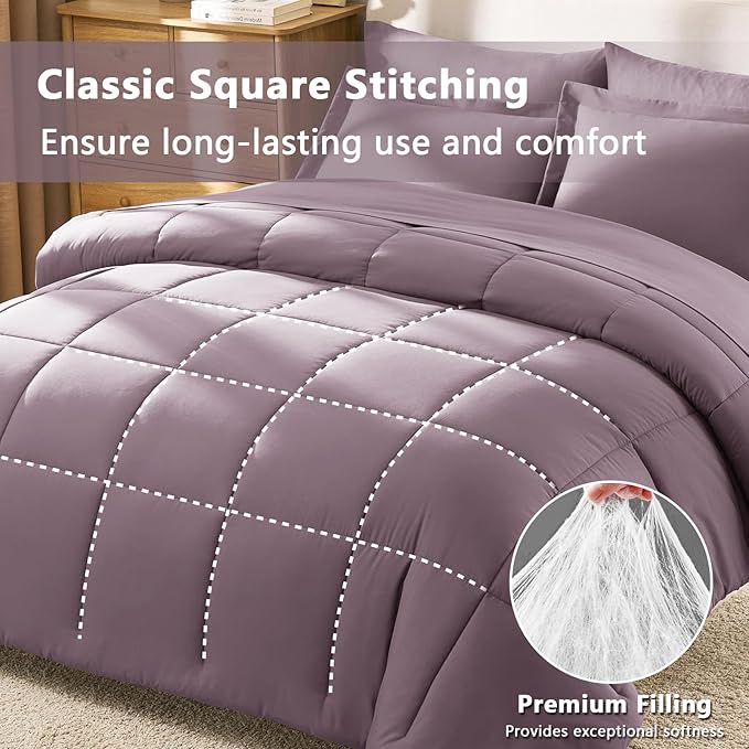 CozyLux Full Size Comforter Sets Dusty Purple - Image 6