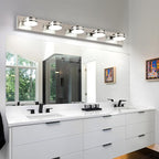 Brushed Nickel Bathroom Light Fixtures Over Mirror, 5-Light Bathroom Vanity - Image 2