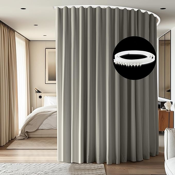 Room Divider Ceiling Mounted Curtains Track Sets Extra Wide Blackout Curtain by CBSROROHome