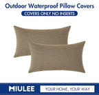MIULEE Pack of 2 Decorative Outdoor Solid Waterproof Throw Pillow Covers Faux - Image 6