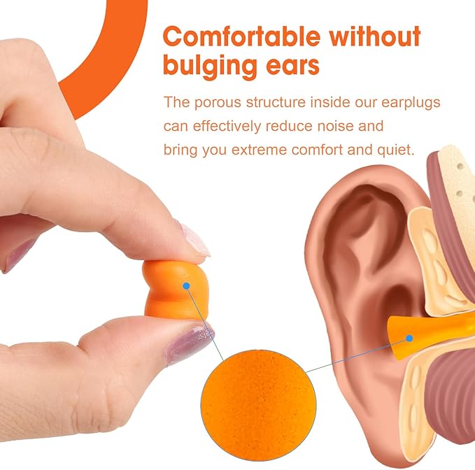 AZEN 200 Pairs Ear Plugs, NRR 32dB Soft Foam Ear Plugs - Image 3