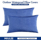 MIULEE Pack of 2 Decorative Outdoor Solid Waterproof Throw Pillow Covers Faux - Image 6
