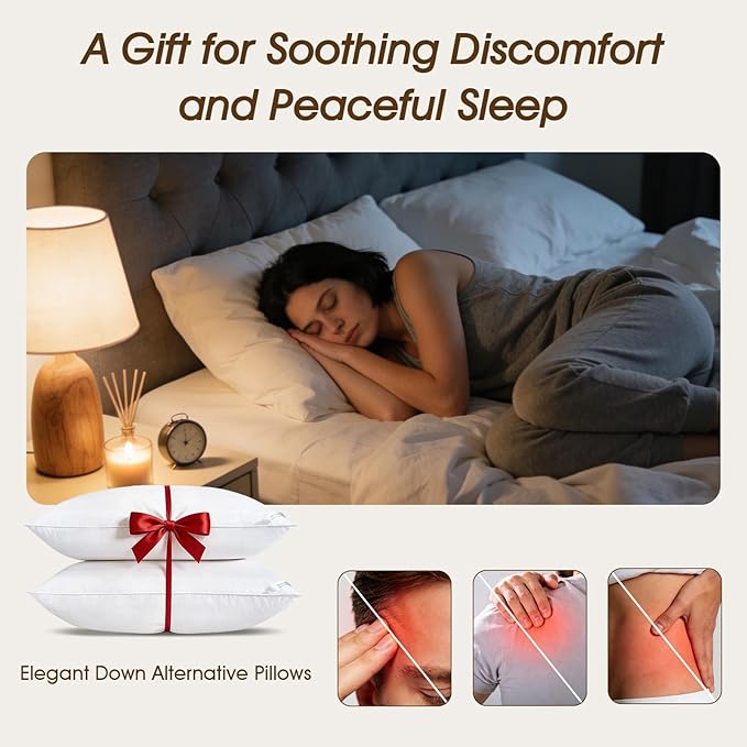 downluxe Down Alternative Pillows Queen Size Set of 2 - Image 5