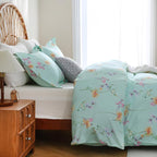 JSD Green Floral Duvet Cover Set Queen Size, 3 Piece Botanical Printed - Image 7
