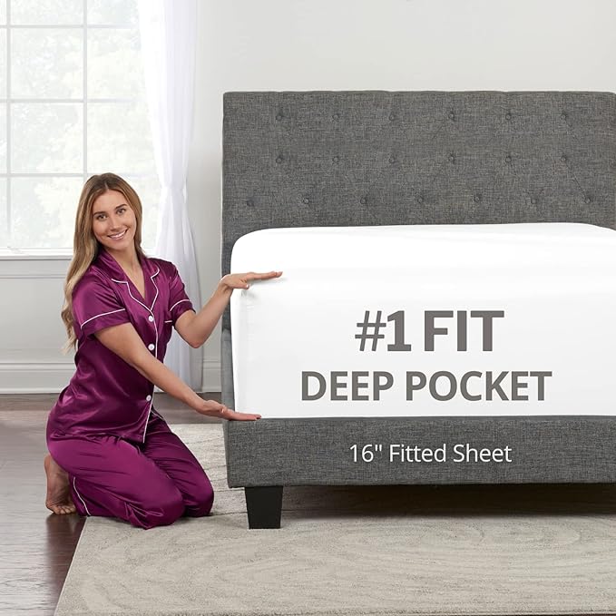DeaLuxe California King Fitted Sheet Only-Real 16in Deep Pocket Fitted Sheet by DeaLuxeBedding