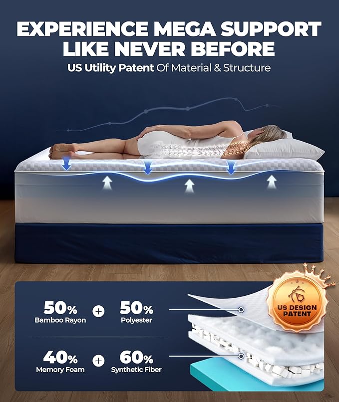 5 Inch Mega Support Memory Foam Twin Mattress Topper - Image 3