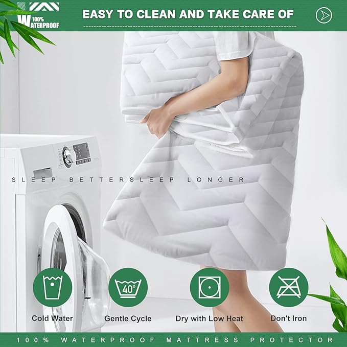 Unilibra Twin XL Size Waterproof Mattress Pad Rayon Made from Bamboo, Quilted - Image 6