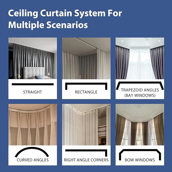 Room Divider Ceiling Mounted Curtains Track Sets Extra Wide Blackout Curtain - Image 6