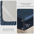 MR&HM Satin Bed Sheets with Elastic Corner Straps, Full Size Sheets Set - Image 4