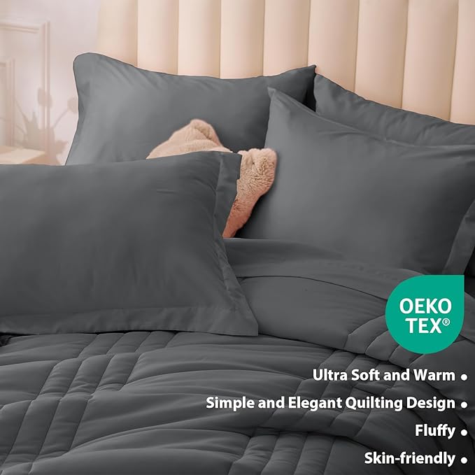 Queen Comforter Set Dark Grey - Image 5