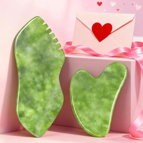 airogym 2PCS Jade Stone Gua Sha Set Face Massager Jade Facial Tools Body by airogym