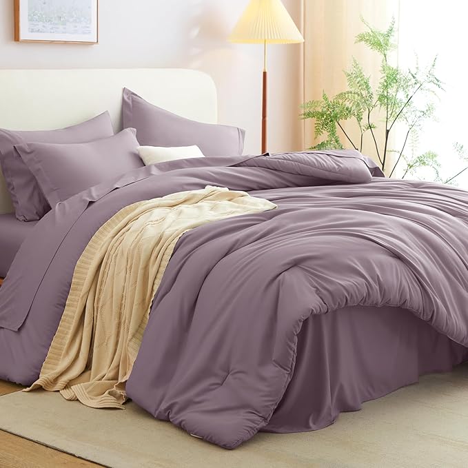 CozyLux Twin XL Comforter Set Dusty Purple, 5 Pieces Bed in a Bag Twin Extra - Image 8