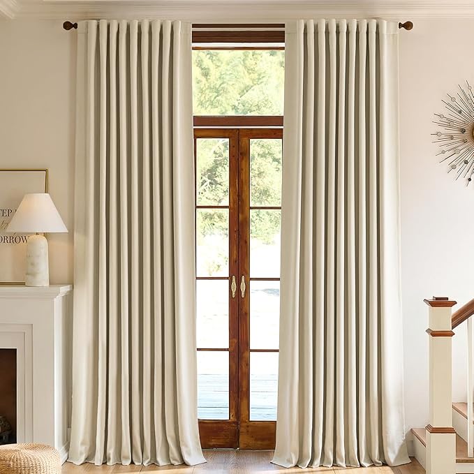 jinchan Chenille Blackout Curtains 108 Inches Long Beige Thermal Insulated - Image 2