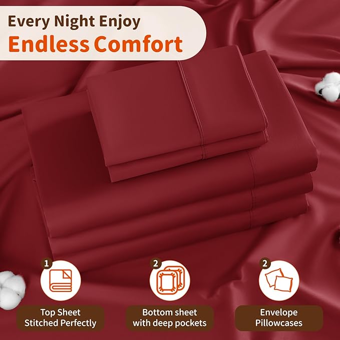 LBRO2M Split King Sheet Sets for Adjustable Bed 1000 Thread Count 100% Egyptian - Image 5