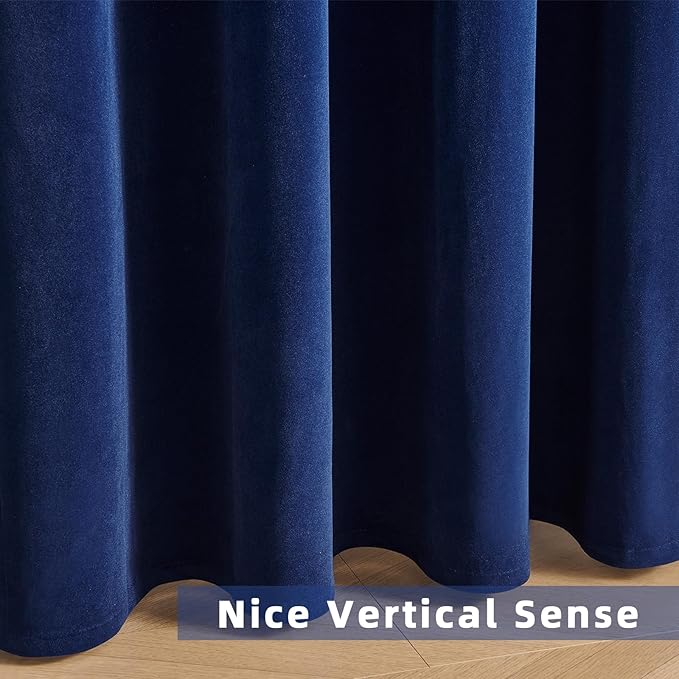 Joydeco Royal Blue Velvet Curtains 72 Inches Long, Luxury Grommet Blackout - Image 7