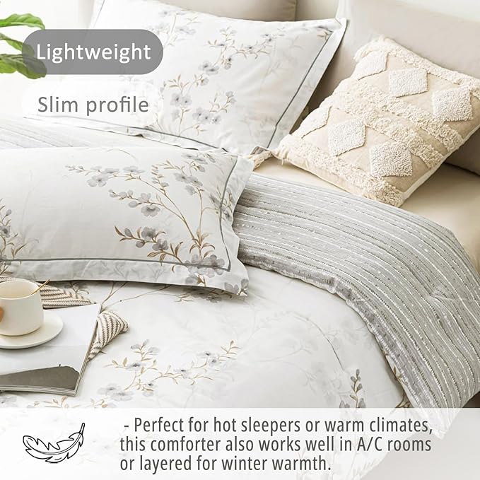 LEMIROE Vintage Botanical White Cotton Comforter Queen Size - Image 4