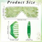 Hercicy 4 Pcs Jade Eye Mask and Hair Comb Set Green Jade Stone Eye Mask White - Image 2