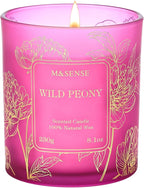 M&SENSE Wild Peony Floral Natural Soy Scented Candle, 7.8oz 42H Non-Toxic Long by MSENSE