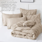 CozyLux King Size Comforter Set Wheat, 7 Pieces Pintuck Bed in A Bag Wheat - Image 6