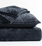 EVERGRACE Velvet Quilt Set King Size, Luxurious Soft Striped Channel Bedding Set - Image 6