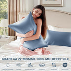 Silk Pillow Cases 2 Pack Queen Size Mulberry Silk Pillowcase Set of 2 - Image 6