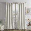 Joydeco Vanilla Grey Velvet Curtains 108 Inches 2 Panels, Luxury Thermal by JOYDECO