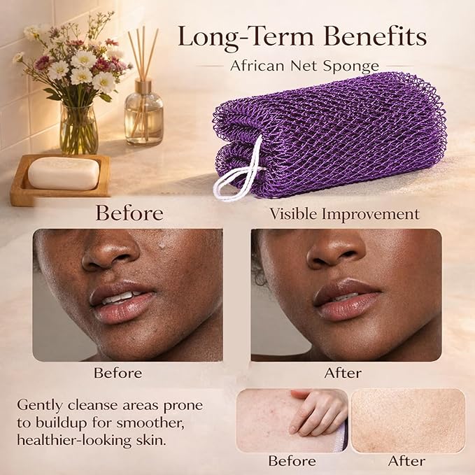 African Net Sponge Authentic, 6 Pieces African Exfoliating Net Sponge Body Back - Image 6