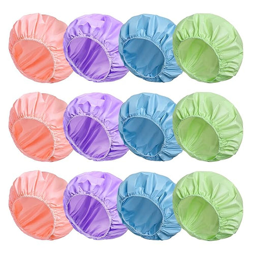 12 PCS Shower Caps for Women, Double Side Waterproof Shower Cap, Reusable by CHFONGDIRECT