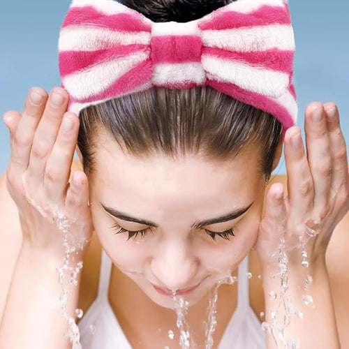 6 Pack Spa Headband for Women Skincare Makeup Headband Soft Coral Fleece Bow - Image 2