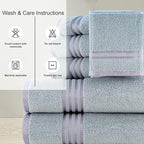 CASA COPENHAGEN Zero Twist 6Pcs 100% Egyptian Cotton Large Designer Towels Gift - Image 3