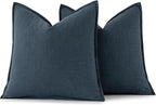 MIULEE Decorative Linen Pillow Covers 20x20 Inch Navy Blue ​Boho Farmhouse​ - Image 6