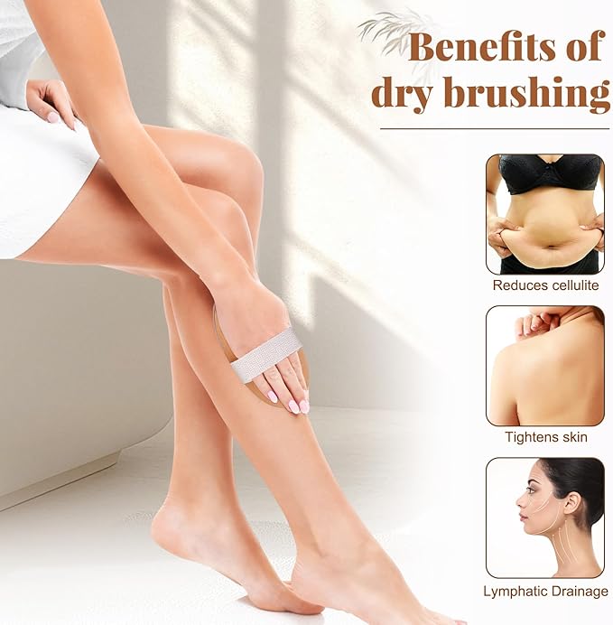 Dry Brushing Body Brush Set- Wooden Long Handle Body Brush Set - Image 4