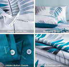 Duvet Cover Set, 600 Thread Count Cotton White Leaf Floral Pattern Print - Image 8