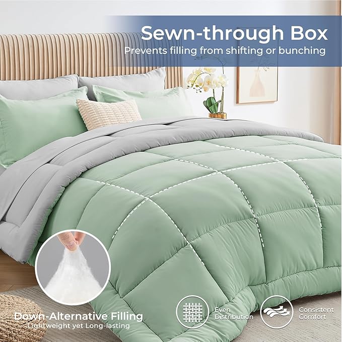 Sasttie Full Size Comforter Sets, 7 Pieces Reversible Bed in a Bag Full - Image 4