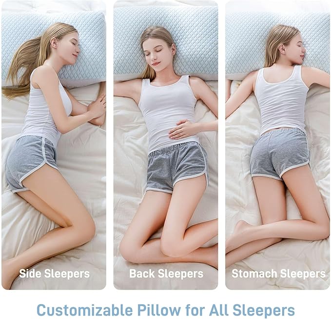 Ankwos Shredded Memory Foam Cooling Soft Bamboo Viscose Pillows Queen Size Set - Image 2