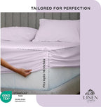 Linen Home 100% Cotton Percale Weave Fitted Sheet, Full Size, Iris Lilac - Image 3