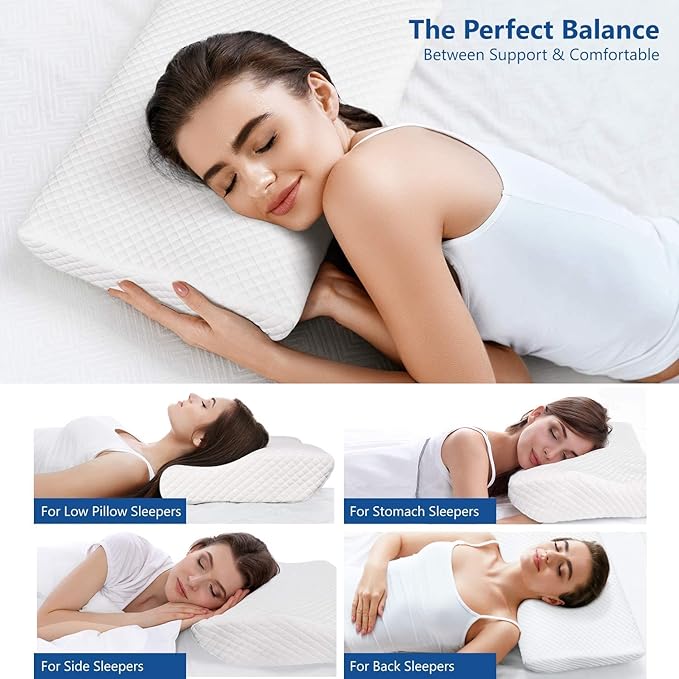 ZAMAT Memory Foam Pillow for Neck Pain Relief, Adjustable Orthopedic Ergonomic - Image 3