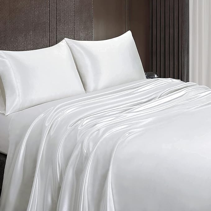 Homiest White Satin King Size Luxury Flat Sheet - Image 6