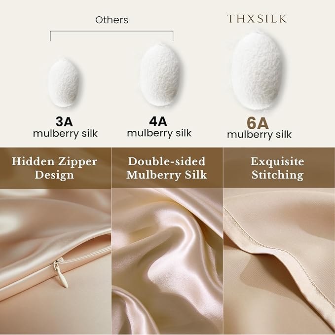 THXSILK 100% Silk Pillowcase for Hair and Skin Luxury 25 Momme Mulberry Silk - Image 2