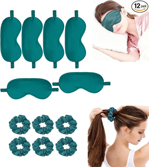 12Pcs Silk Sleep Masks Satin Eye Mask Silky Eyes Cover Blindfold Eyeshade Hair by WJingYiJia