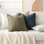 MIULEE Decorative Linen Pillow Covers 18x18 Inch Light Olive Green ​Boho - Image 4