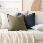MIULEE Decorative Linen Pillow Covers 20x20 Inch Cream White Boho Farmhouse - Image 4