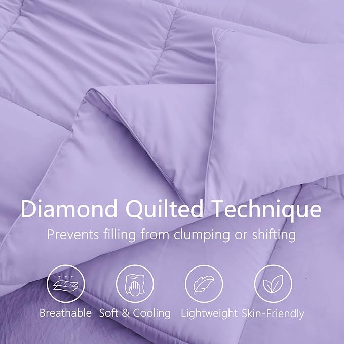 TEXARTIST Premium 2100 Series Queen Comforter All Season Breathable Lavender - Image 2