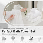 8 Piece Bath Towel Set White|2 Oversized Large Bath Sheet, 2 Hand Towels - Image 6