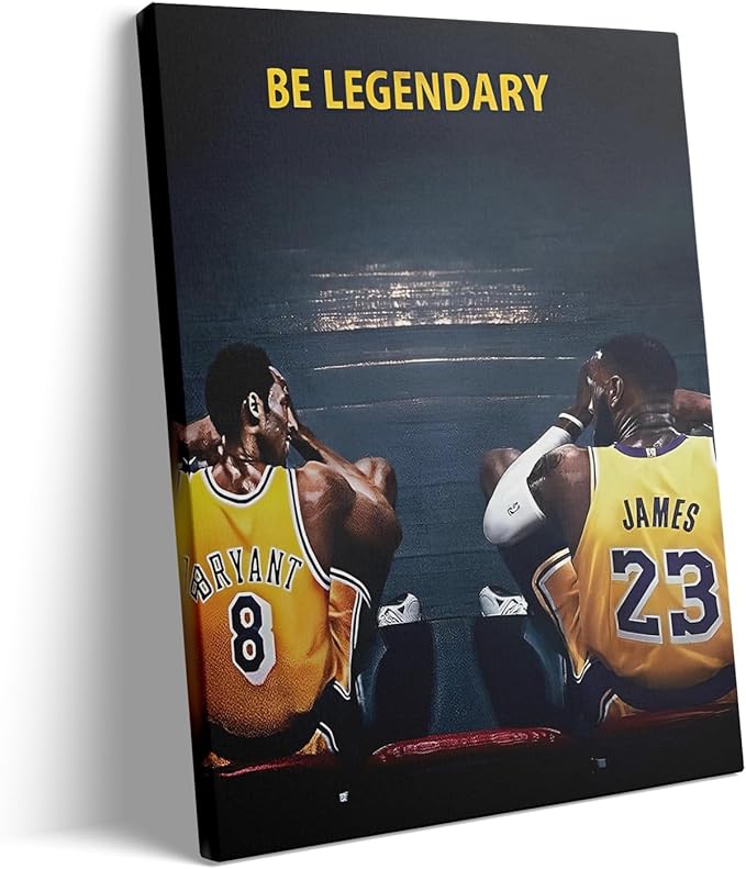 Kobe Bryant and LeBron James Canvas Wall Art Print Poster, Be Legendary by BBFMAKE