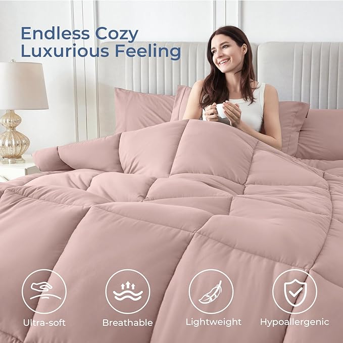 Sasttie Twin XL Comforter Set, 5 Pieces Twin XL Bed in a Bag, Complete Bedding - Image 2